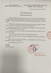 Thư mời báo giá  vật tư khoa CĐHA về mua sắm hoá chất, vật tư năm 2023 lần 2