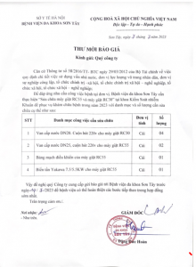 Thư mời báo giá Sửa chữa máy giặt RC55 và máy giặt RC30