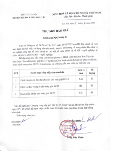 Thư mời báo giá Sửa chữa máy giặt RC55