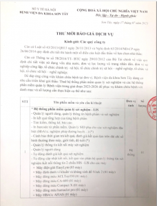 Thư mời báo giá dịch vụ gói thầu: Thuê hệ thông phần mềm quản lý xét nghiệm và các hệ thông phần mềm quản lý BV giai đoạn 2023-2026