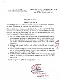 Thư mời thầu thuốc phục vụ phẫu thuật và cấp cứu