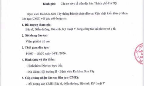 [ĐÀO TẠO CẤP CME] – CHUYÊN ĐỀ “VIÊM PHỔI Ở TRẺ EM”