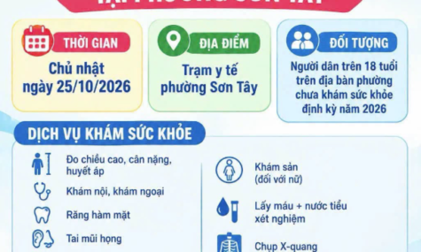 📣 THÔNG BÁO KHÁM SỨC KHỎE TOÀN DÂN TẠI PHƯỜNG SƠN TÂY